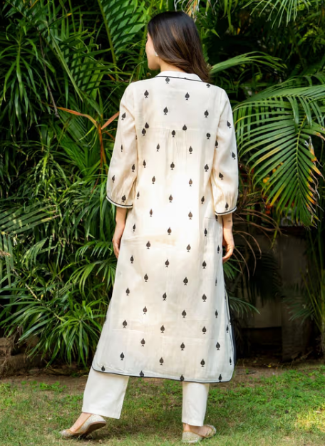 Tiles Diamonds Cotton Kurta with Pant and Inner (Set of 3)