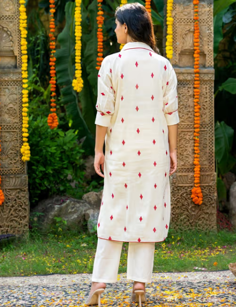 Pikes Spades Cotton Kurta with Pant and Inner (Set of 3)