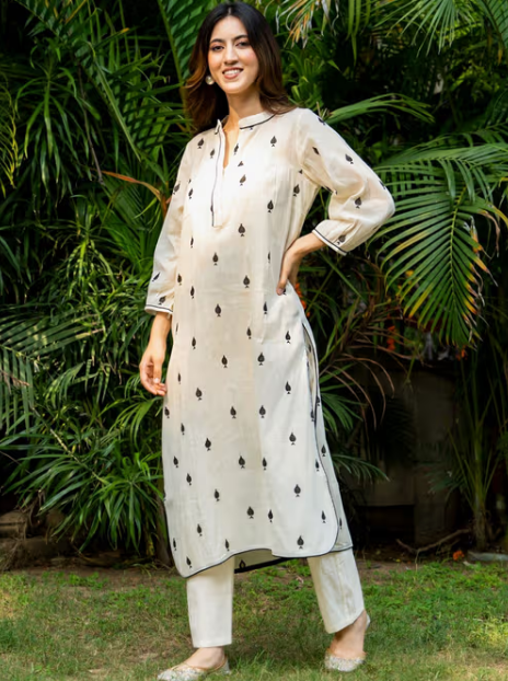 Tiles Diamonds Cotton Kurta with Pant and Inner (Set of 3)